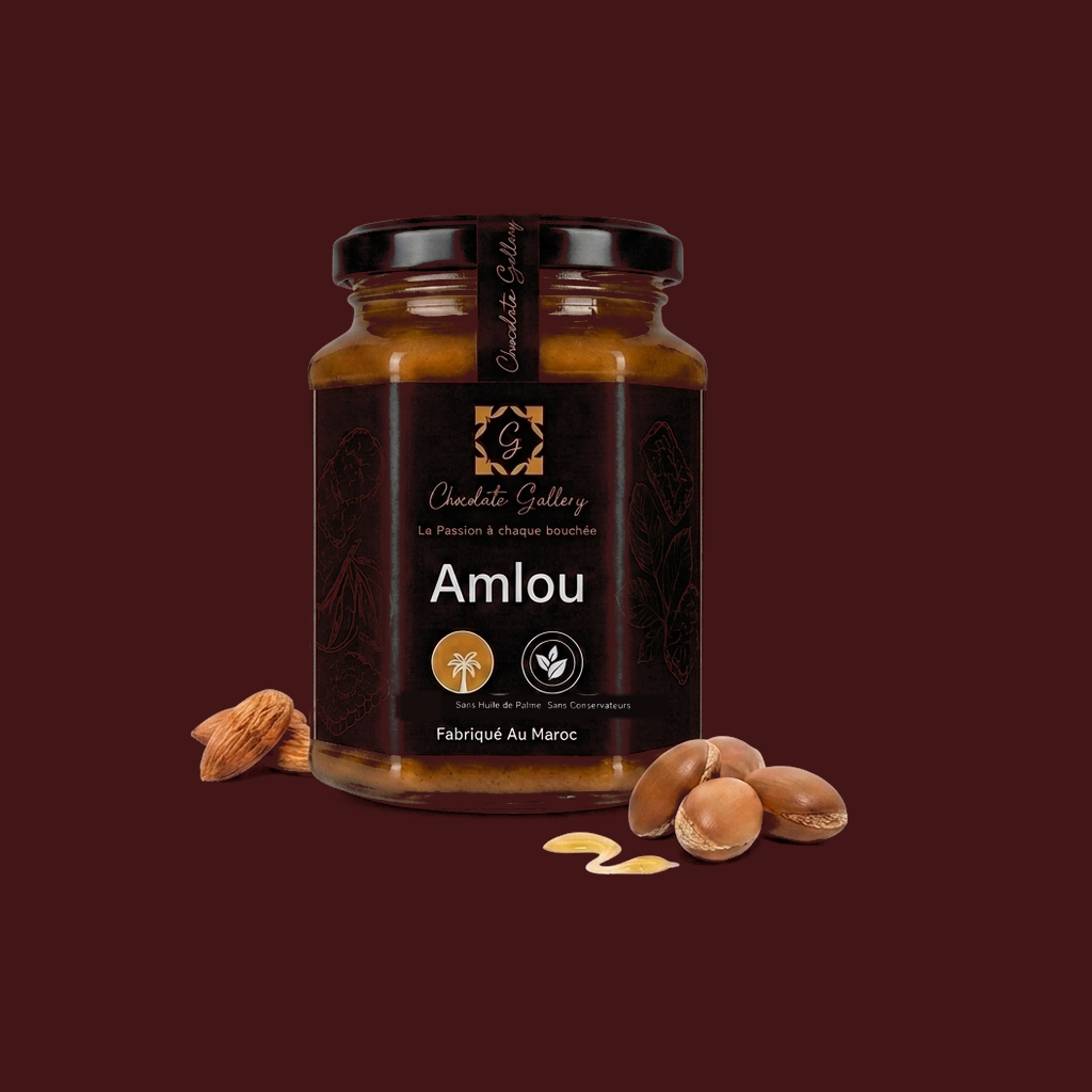 Amlou — Chocolate Gallery (fond bordeaux)