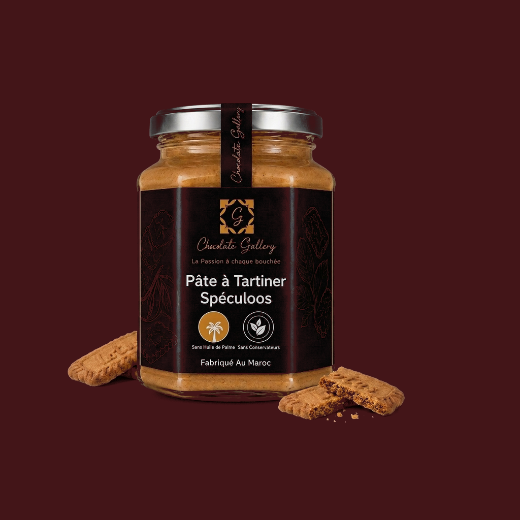 Pâte à Tartiner Spéculoos — fond bordeaux