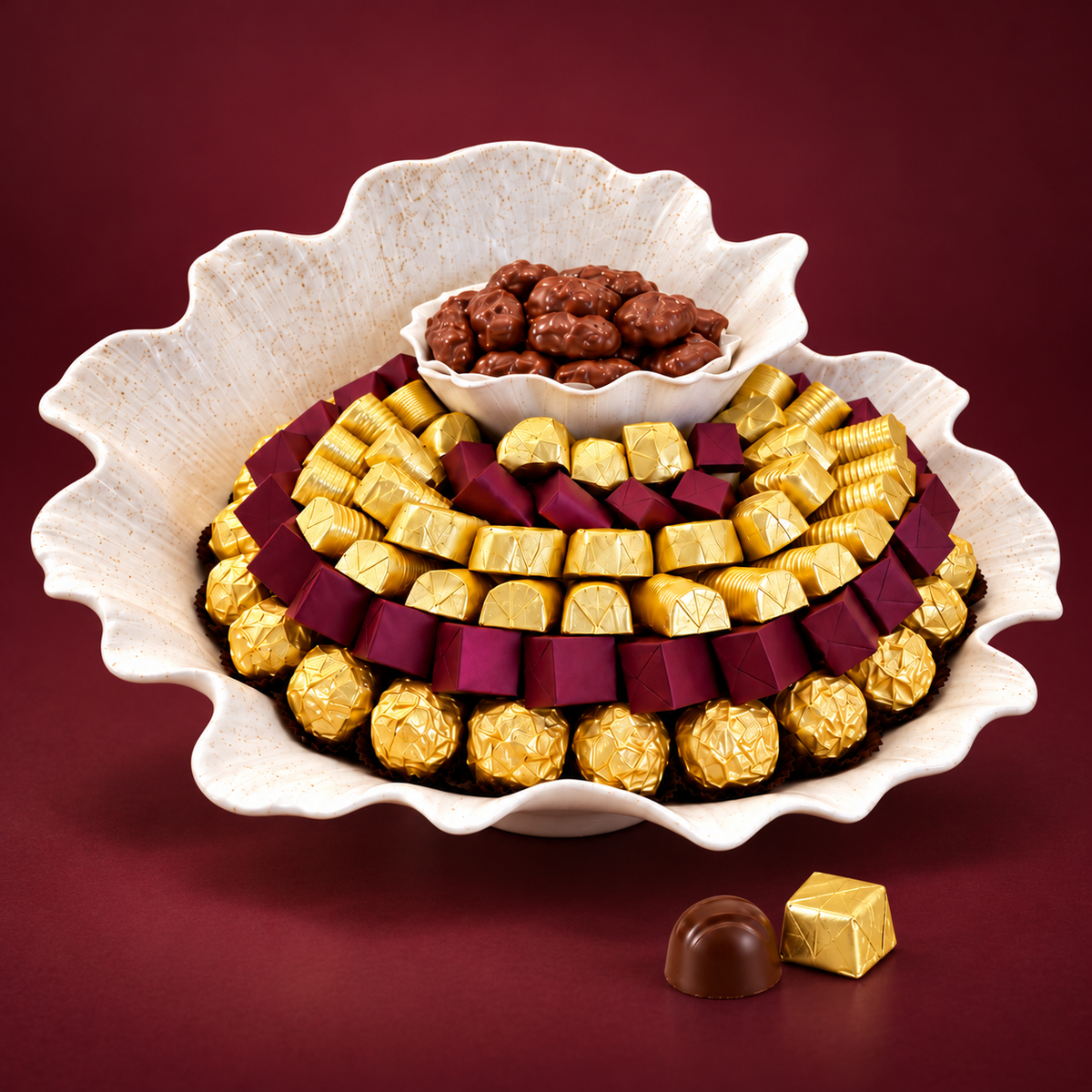 Coffret Abondance — fond bordeaux