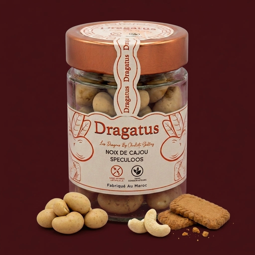 Dragées Noix de Cajou Spéculoos · Chocolat Dulcey
